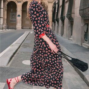 Hunter Bell Onyx Heart Casper Midi Dress Sz 4